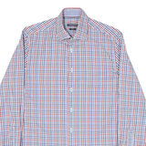 TOMMY HILFIGER Mens Blue & Red Check Shirt M Classic Cotton Blend Long Sleeve