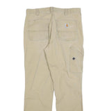 CARHARTT Mens Cotton Blend Beige Relaxed Straight Trousers W34 L31 Workwear