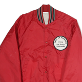 Mens Red Plain Varsity Button Jacket M Polyester Sports Casual Bomber Style