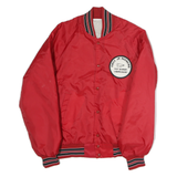 Mens Red Plain Varsity Button Jacket M Polyester Sports Casual Bomber Style