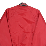 Mens Red Plain Varsity Button Jacket M Polyester Sports Casual Bomber Style