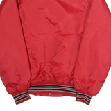 Mens Red Plain Varsity Button Jacket M Polyester Sports Casual Bomber Style