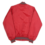 Mens Red Plain Varsity Button Jacket M Polyester Sports Casual Bomber Style