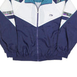 LI-NING Womens Blue & White Polyester Blend Zip Jacket 2XL Colourblock Retro