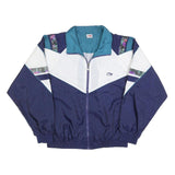 LI-NING Womens Blue & White Polyester Blend Zip Jacket 2XL Colourblock Retro