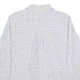 CHAPS Mens White & Navy Check Casual Shirt L Cotton Long Sleeve Button Collar