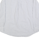 CHAPS Mens White & Navy Check Casual Shirt L Cotton Long Sleeve Button Collar