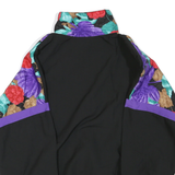 Mens Black Floral Pattern Zip Jacket M Polyester Blend Track Casual Style
