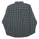 CHAPS Mens Green & Blue Check Shirt 2XL Button-Down Collar Long Sleeve Cotton