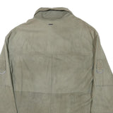 PEPE JEANS Mens Grey Leather Utility Jacket L Suede Four Pocket Zip Closure