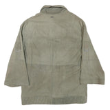 PEPE JEANS Mens Grey Leather Utility Jacket L Suede Four Pocket Zip Closure