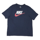 NIKE Mens Blue & Red Logo Graphic T-Shirt XL Short Sleeve Crew Neck Cotton Blend
