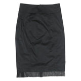 BURBERRY Womens Black Pencil Knee Length Cotton Blend Skirt UK 8 Elegant Classic