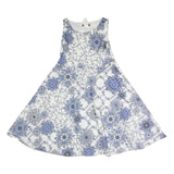 MAX MARA Womens White & Blue Fit & Flare Cotton Blend Dress Sleeveless Midi M