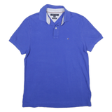 TOMMY HILFIGER Mens Blue Short Sleeve Plain S Cotton Polo Shirt Classic Fit