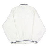 S.H FASHION Mens White Nylon Bomber Jacket L Button Closure Plain Lightweight