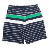 TOMMY HILFIGER Mens Shorts Navy Blue Green Striped L W32 Swimwear Drawstring