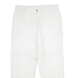 Mens White Regular Fit Cotton Blend Trousers W38 L34 Casual Zip Closure