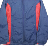 Womens Blue & Red Plain Zip Jacket M Polyester Blend Casual Outerwear