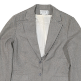 PHM Womens Grey Check Blazer Jacket UK 14 Polyester Blend Button Closure Classic