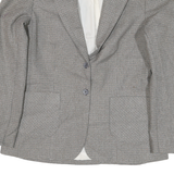 PHM Womens Grey Check Blazer Jacket UK 14 Polyester Blend Button Closure Classic
