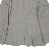 PHM Womens Grey Check Blazer Jacket UK 14 Polyester Blend Button Closure Classic