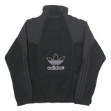 ADIDAS Mens Black Black Zip Up Fleece Jacket S Polyester Sportswear Retro