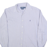 RALPH LAUREN Mens Blue Check Shirt M Cotton Blend Long Sleeve Classic Fit