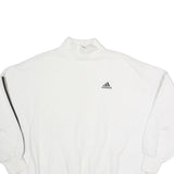 ADIDAS Mens White Pullover Sweatshirt M Cotton High Neck Logo 3 Stripes