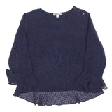 WHISTLES Womens Navy Blue Printed Blouse Long Sleeve Round Neck UK 10 Elegant