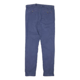 TOMMY HILFIGER Mens Cotton Blend Blue Slim Straight Trousers W32 L30 Classic Zip