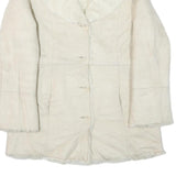 MIXIT Womens Cream Suede Button Jacket M Suede Plain Winter Outerwear