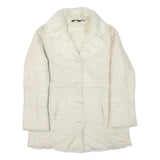 MIXIT Womens Cream Suede Button Jacket M Suede Plain Winter Outerwear