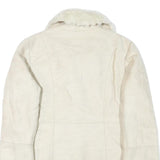 MIXIT Womens Cream Suede Button Jacket M Suede Plain Winter Outerwear