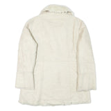 MIXIT Womens Cream Suede Button Jacket M Suede Plain Winter Outerwear