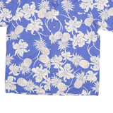 P&W Mens Blue White Floral Button Jacket XL Cotton Hawaiian Print Summer