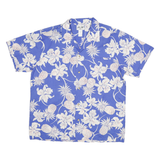 P&W Mens Blue White Floral Button Jacket XL Cotton Hawaiian Print Summer
