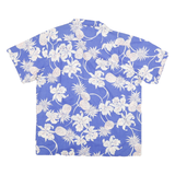 P&W Mens Blue White Floral Button Jacket XL Cotton Hawaiian Print Summer