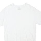 CALVIN KLEIN Mens White V-Neck T-Shirt L Cotton Blend Casual