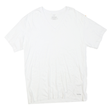 CALVIN KLEIN Mens White V-Neck T-Shirt L Cotton Blend Casual