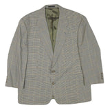 PKZ Mens Beige & Brown Classic Wool Blend Jacket L Woven Check Tailored Button