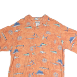 COLUMBIA Mens Orange Fish Print Short Sleeve Shirt XL Cotton Blend Casual