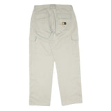 Beige Mens Cotton Blend Regular Cargo Trousers W34 L30 Work Utility Zip