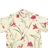 STRAIGHT DOWN Mens Cream & Red Floral Casual Shirt L Lightweight Summer