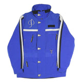 PHENIX Womens Blue & White Zip Jacket S Polyester Blend Logo Embroidered