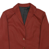 Womens Rust Coloured Classic Jacket M Wool Blend Plain Button Closure Stylish