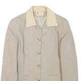 HEALTH Womens Beige Wool Blend Jacket S Plain Classic Button Closure