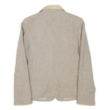 HEALTH Womens Beige Wool Blend Jacket S Plain Classic Button Closure