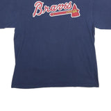 MAJESTIC Mens Navy Blue Braves Graphic T-Shirt L Short Sleeve Crew Neck Sports