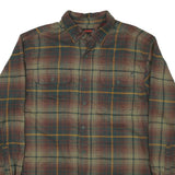 WOLVERINE Mens Green Brown Plaid Shirt L Cotton Blend Casual Button-Down